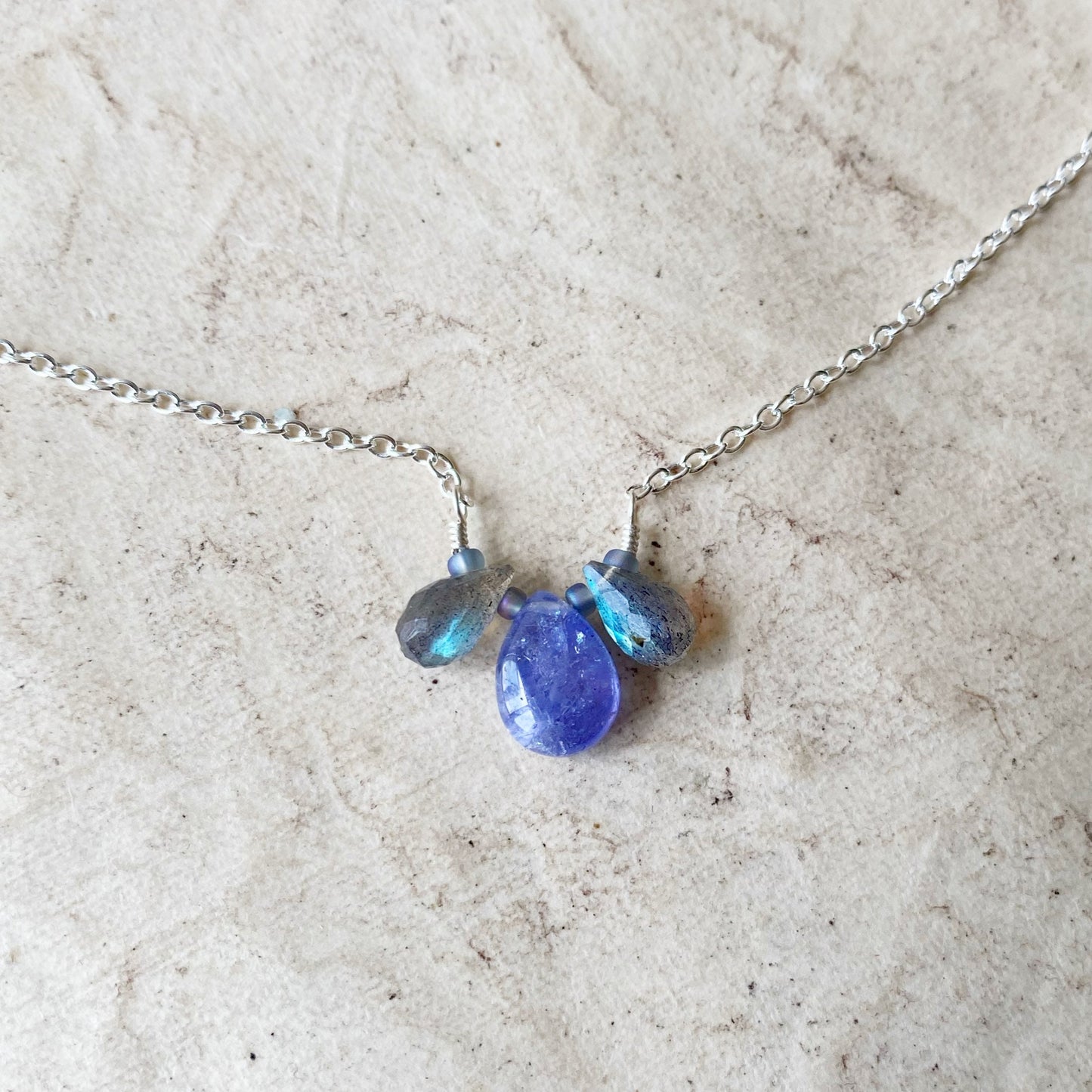 Tanzanite and labradorite necklace