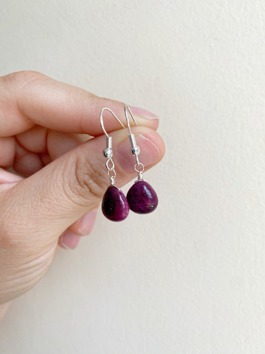 Natural Ruby Earrings in silver