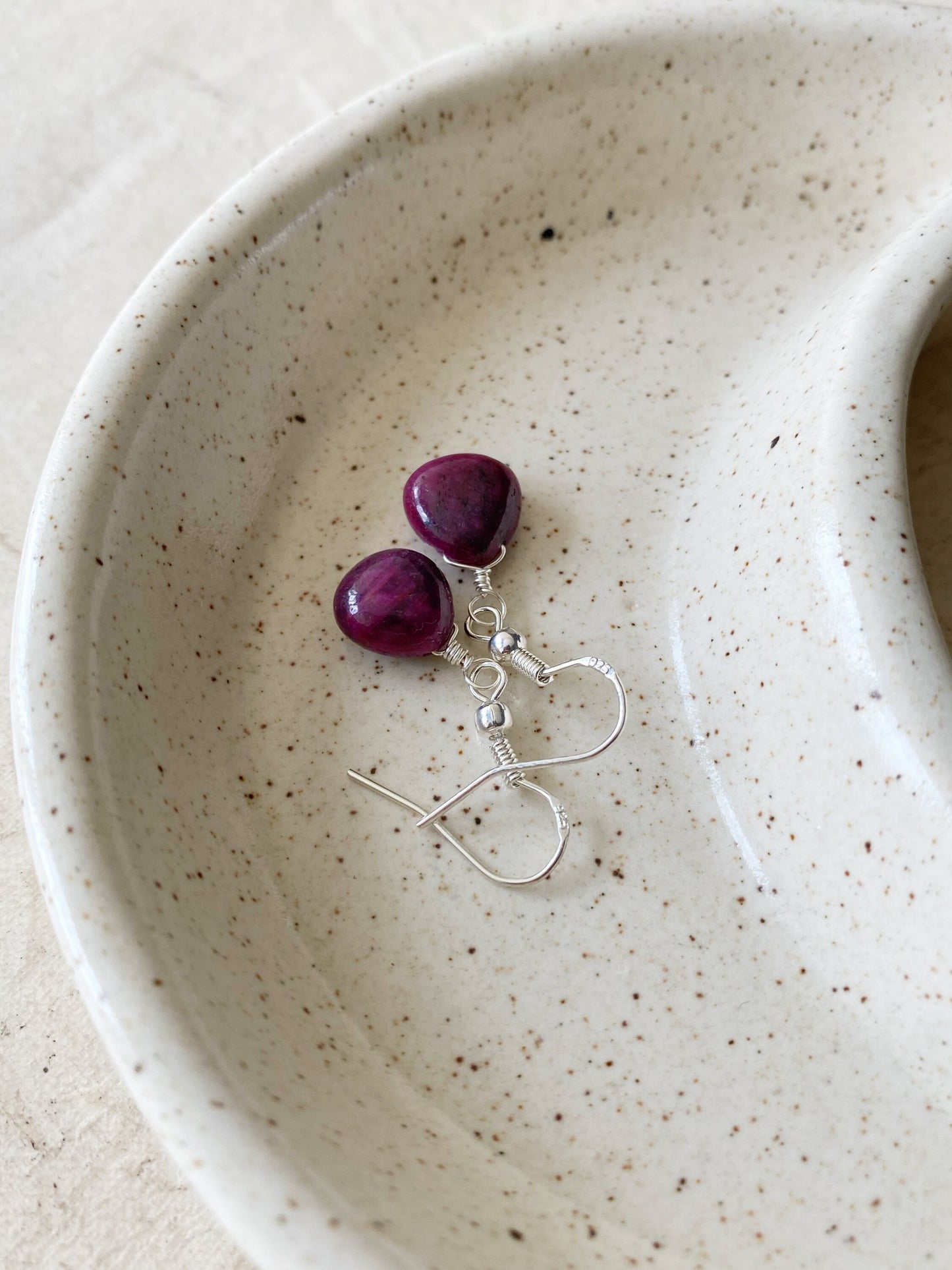 Natural Ruby Earrings in silver