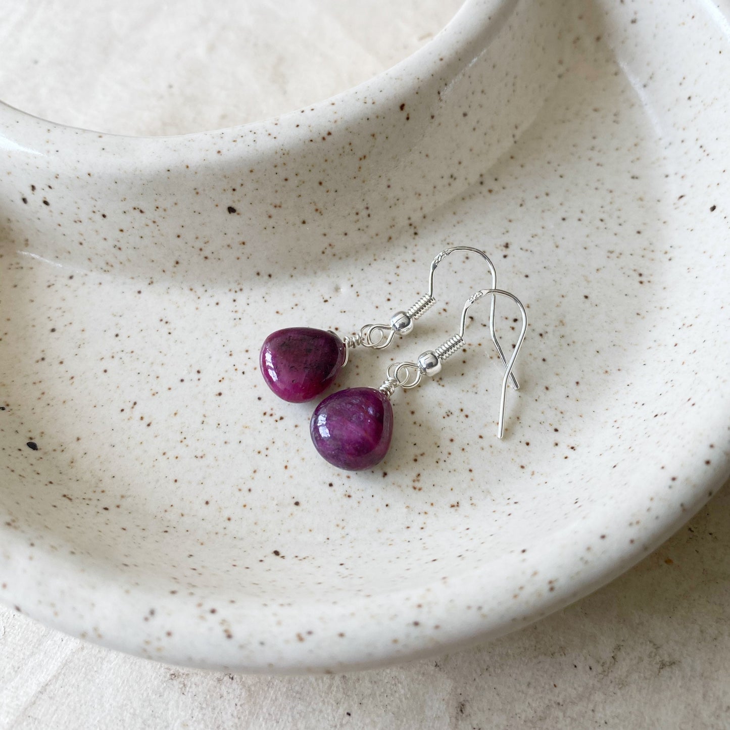 Natural Ruby Earrings in silver