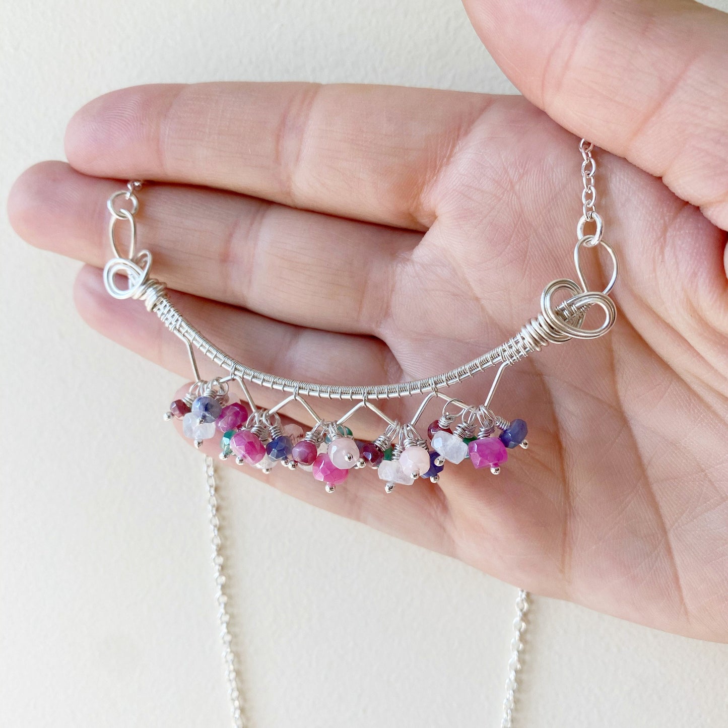 Rainbow Moonstone statement necklace