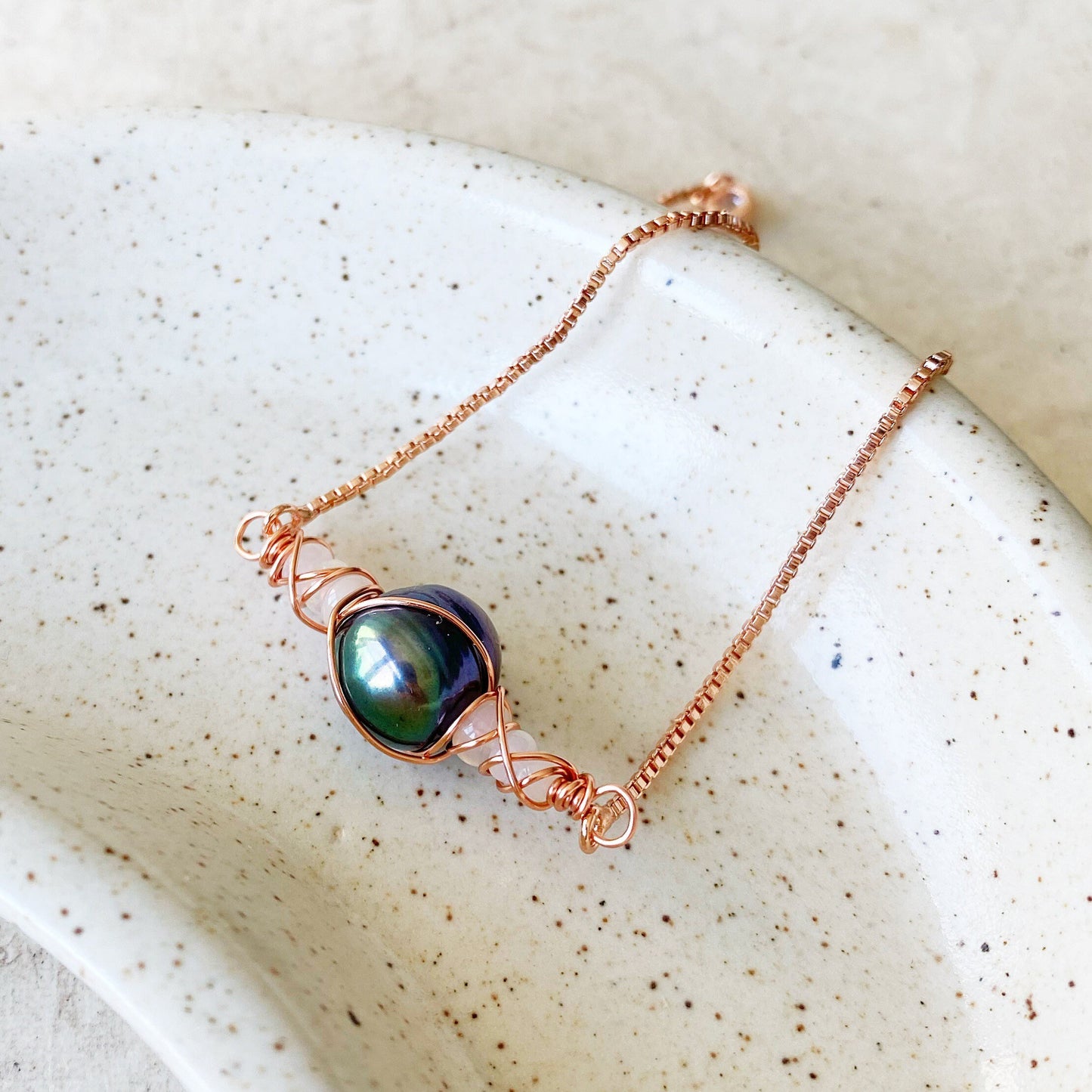 Peacock Pearl and Opal Adjustable bracelet