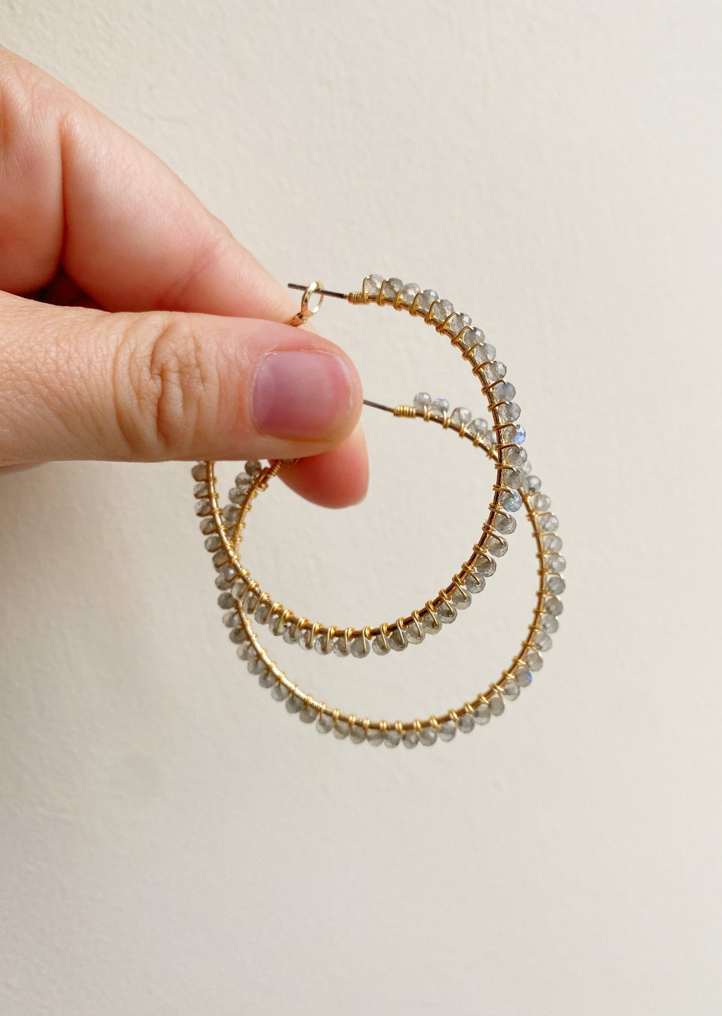 Labradorite statement hoop earrings