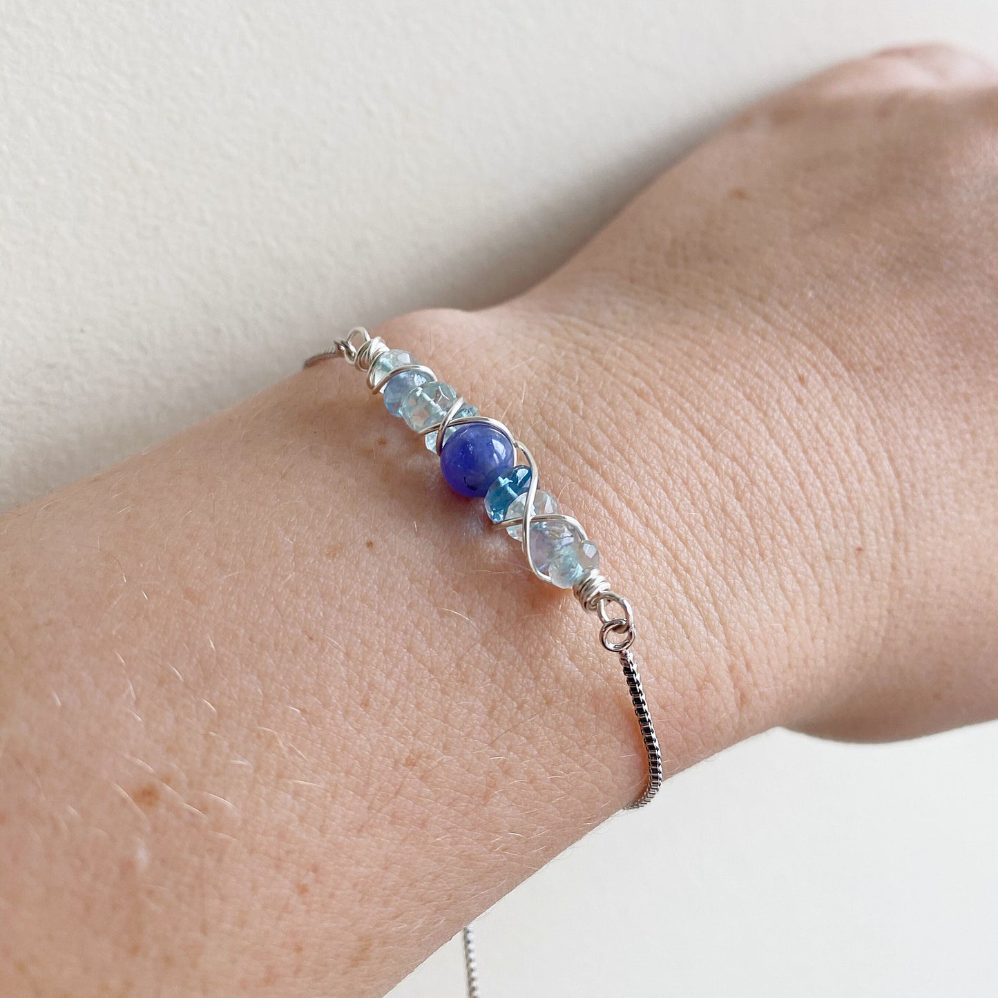 Tanzanite and Blue Fluorite Adjustable Bracelet