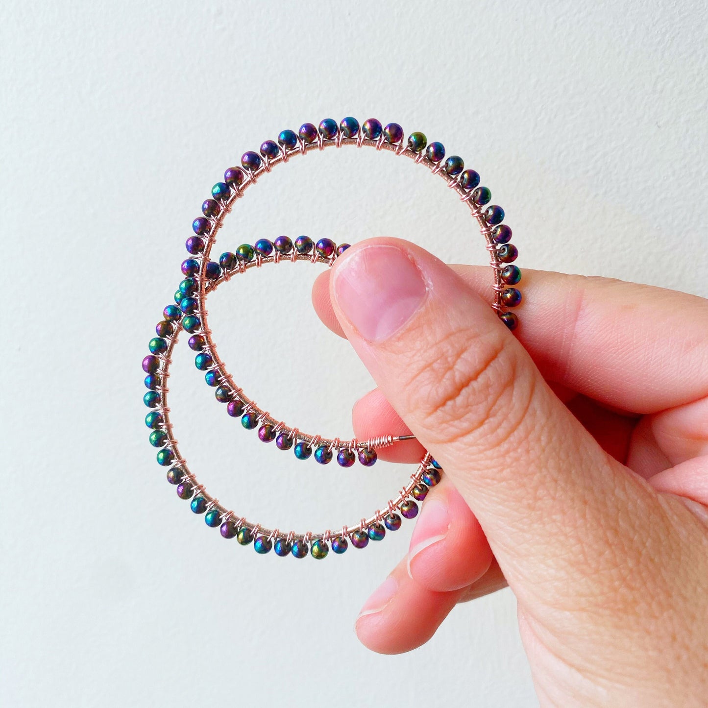 Rainbow Pyrite Statement Hoop Earrings