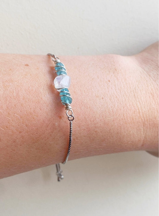 Magical rainbow moonstone and apatite bracelet