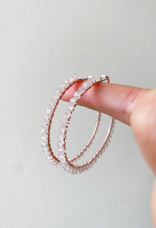 Rose Quartz Statement Hoop Earrings