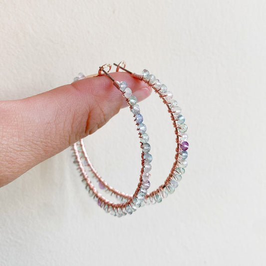 Rainbow Fluorite Statement Hoop Earrings