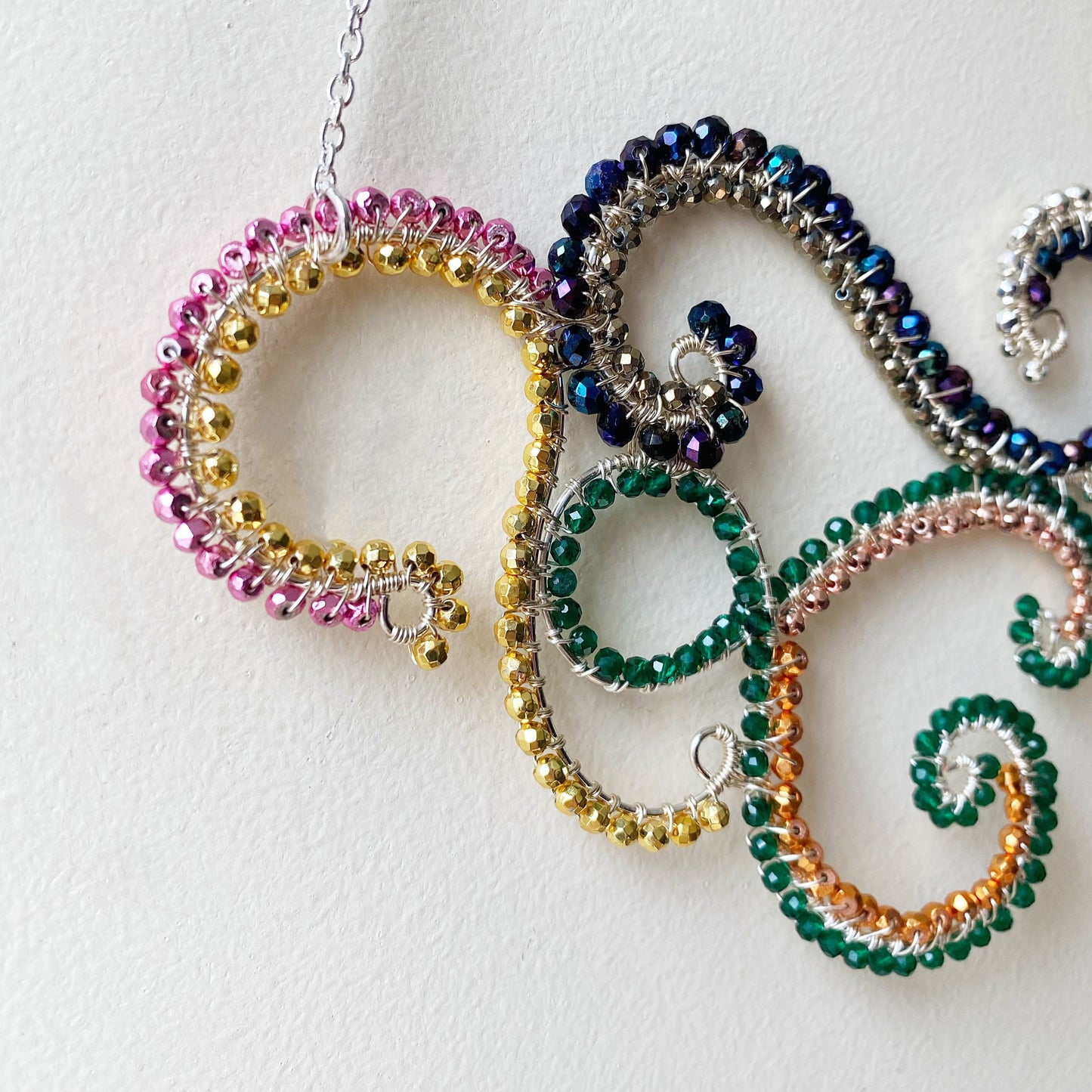 Rainbow Crystal Statement Swirl Necklace