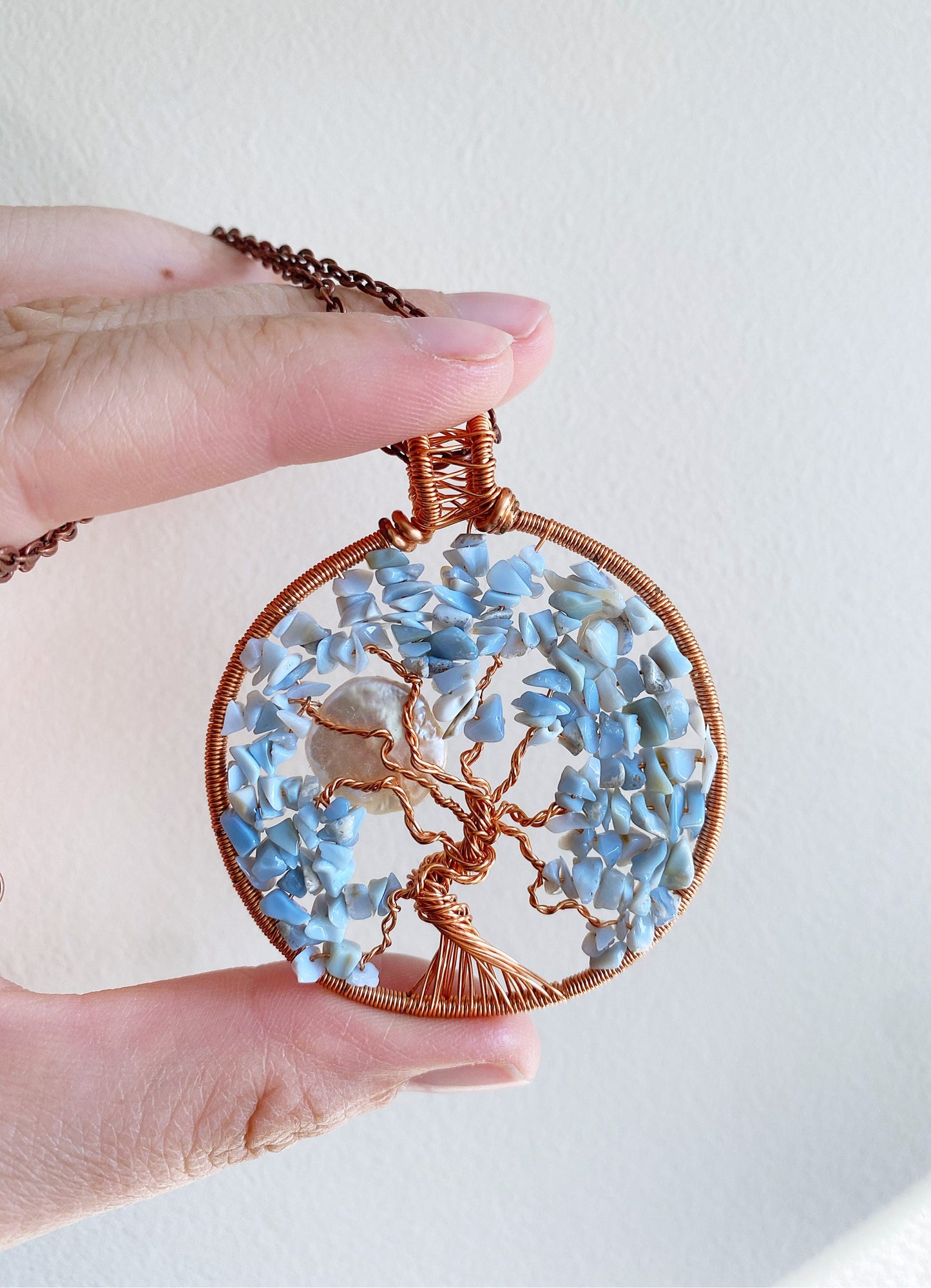 Blue Opal Tree of Life Necklace