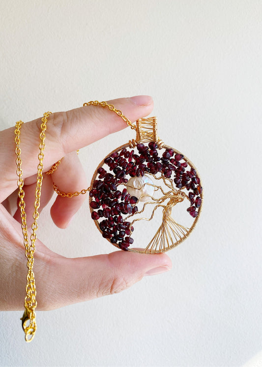 Garnet tree of life with moon