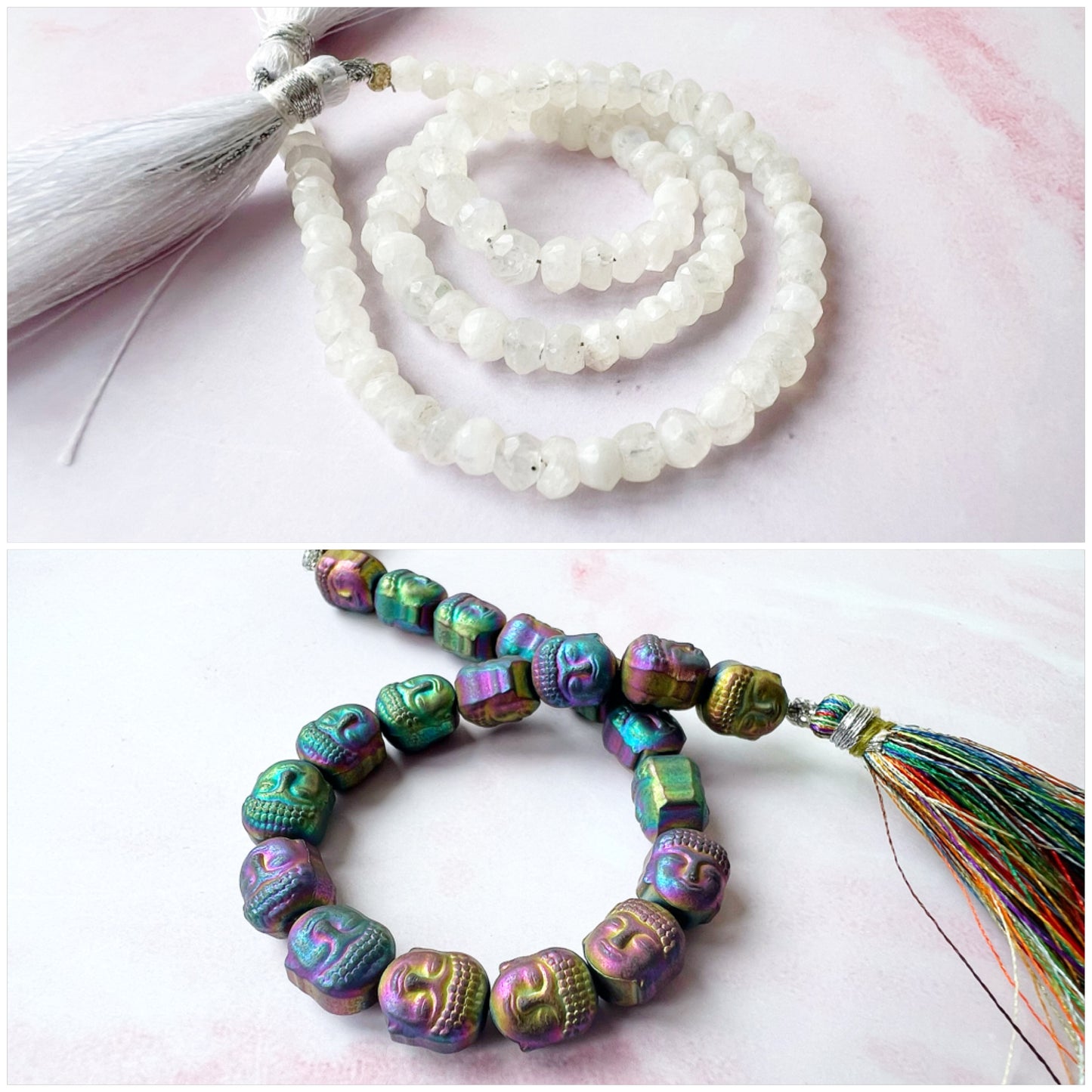 SILVER - Rainbow Moonstone Customisable bracelets