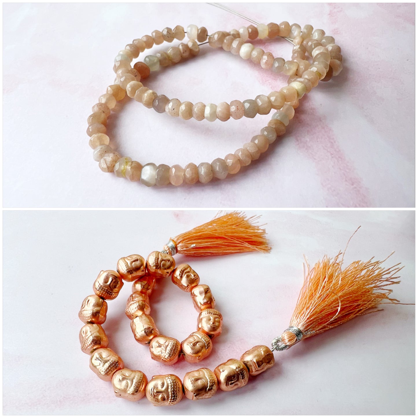 ROSE GOLD - Peach Moonstone Customisable bracelets