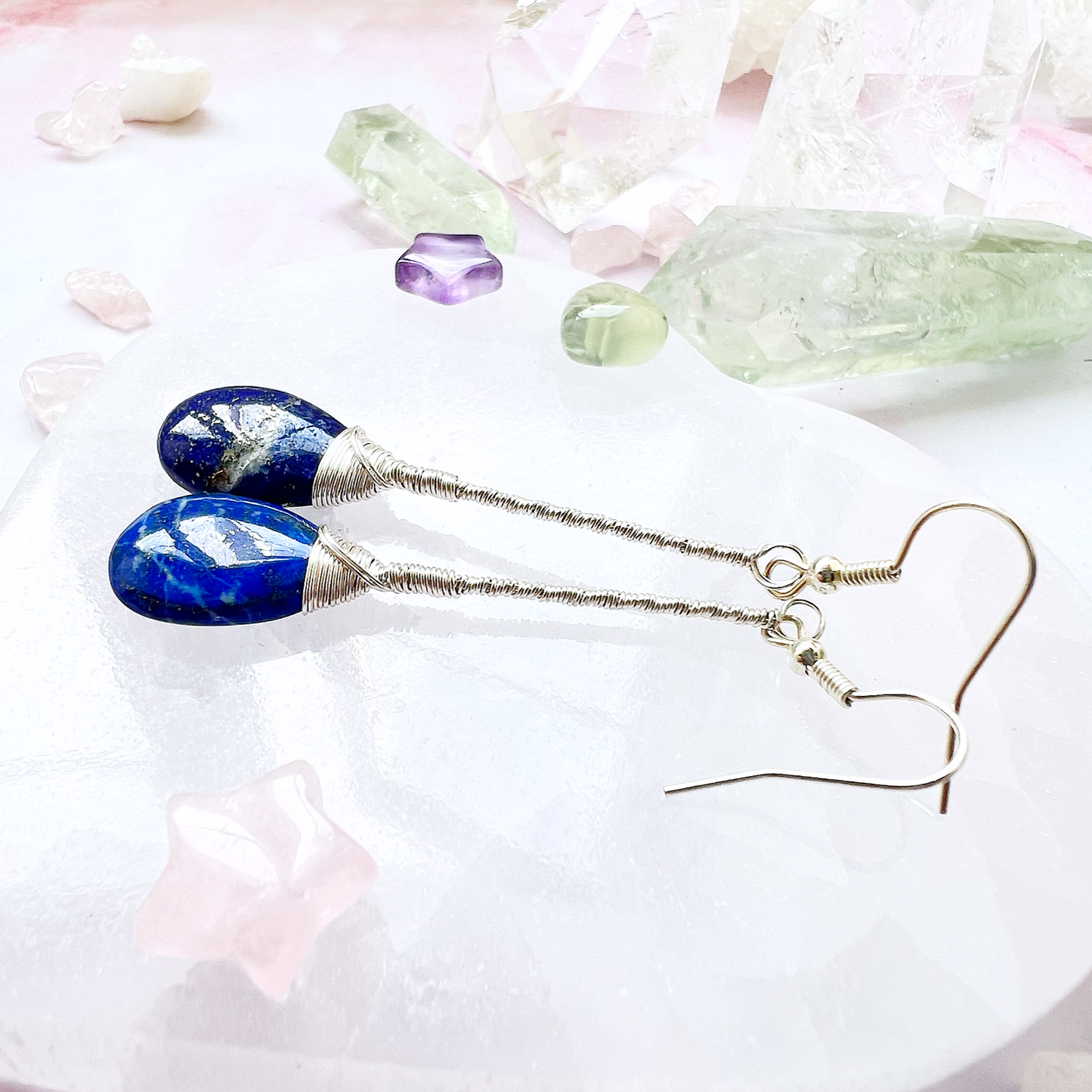 Lapis Lazuli Elegant Drop Silver Earrings