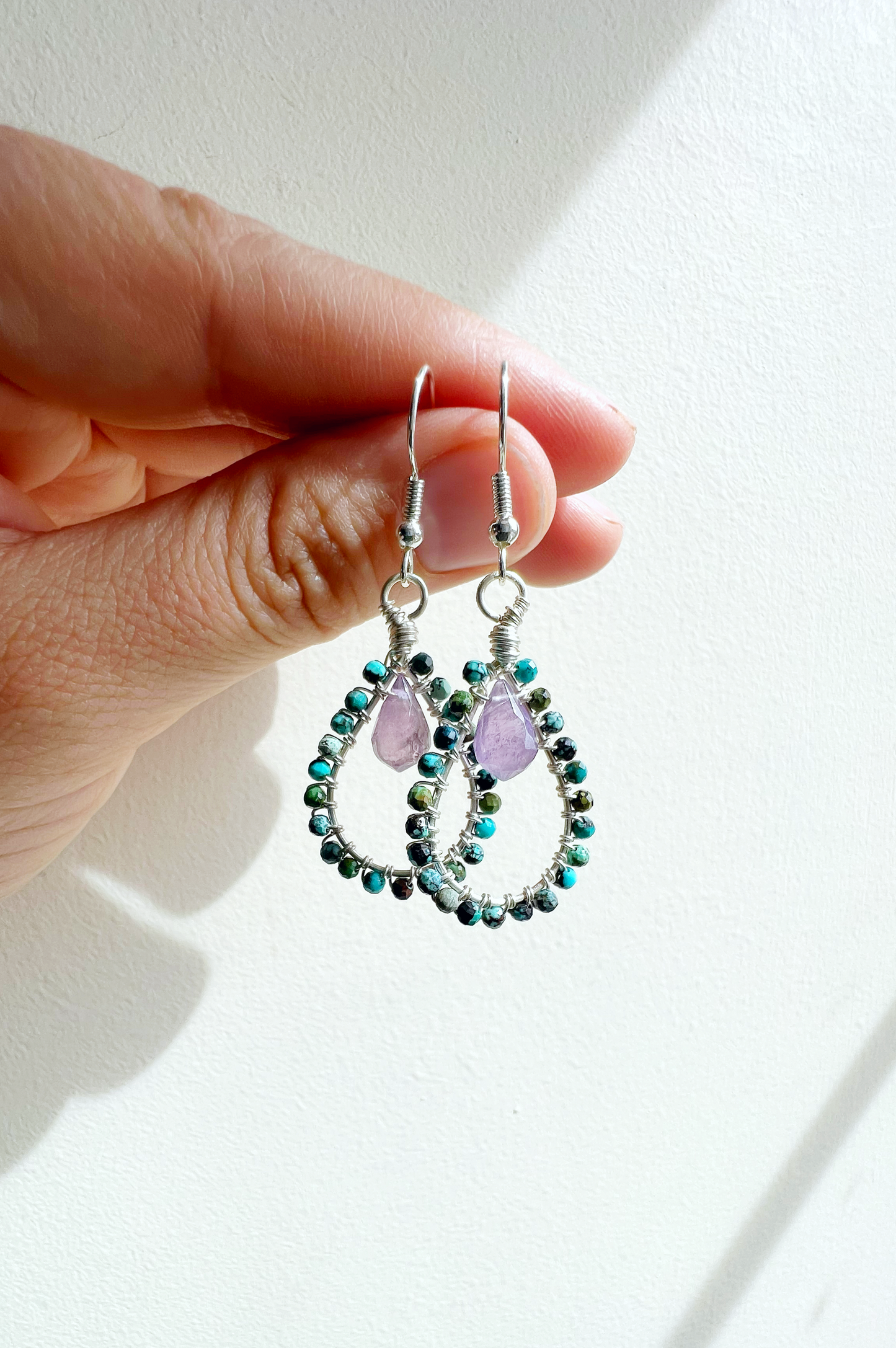 Turquoise and Amethyst Tudor Earrings