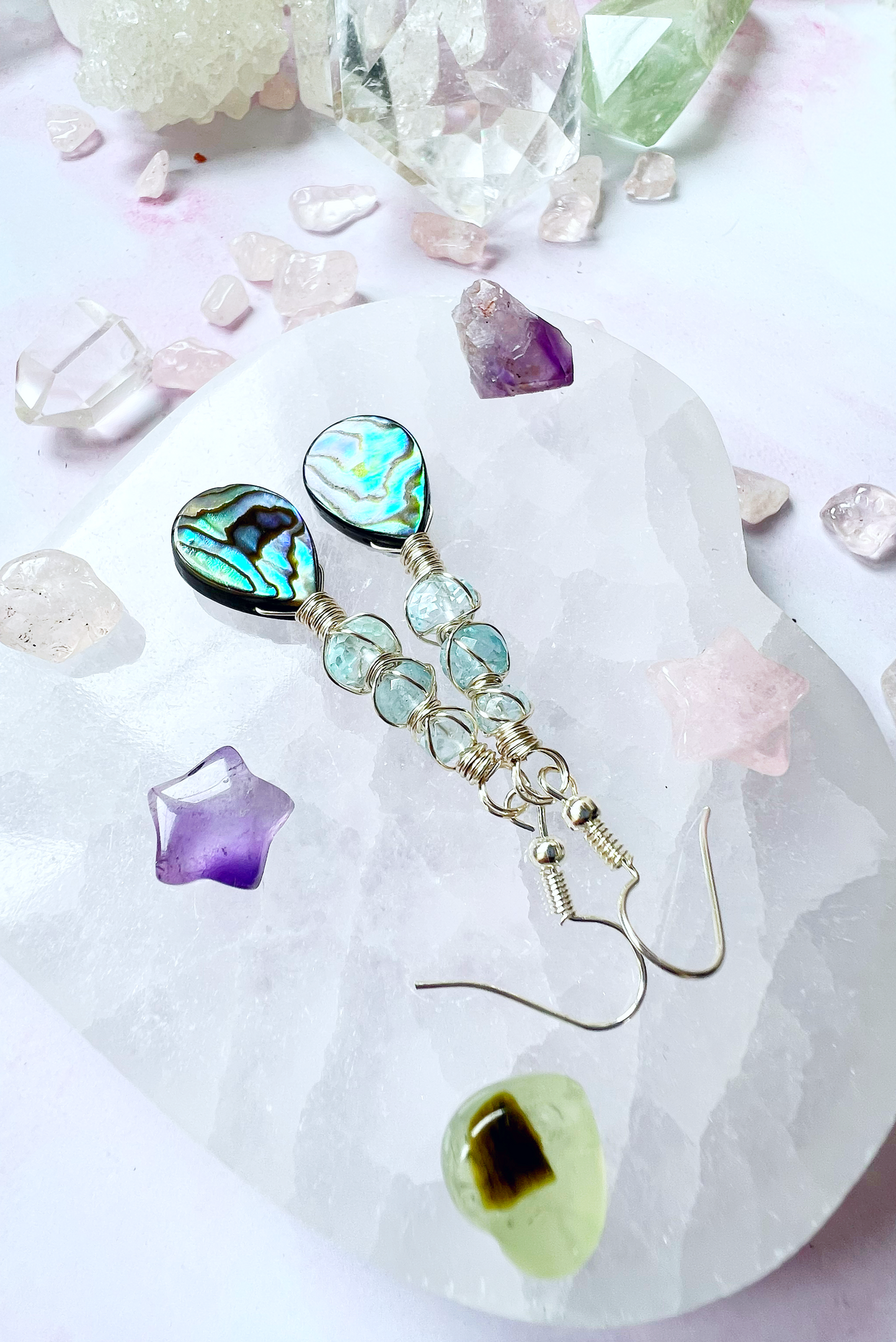 Abalone Summer Collection - aquamarine earrings 2