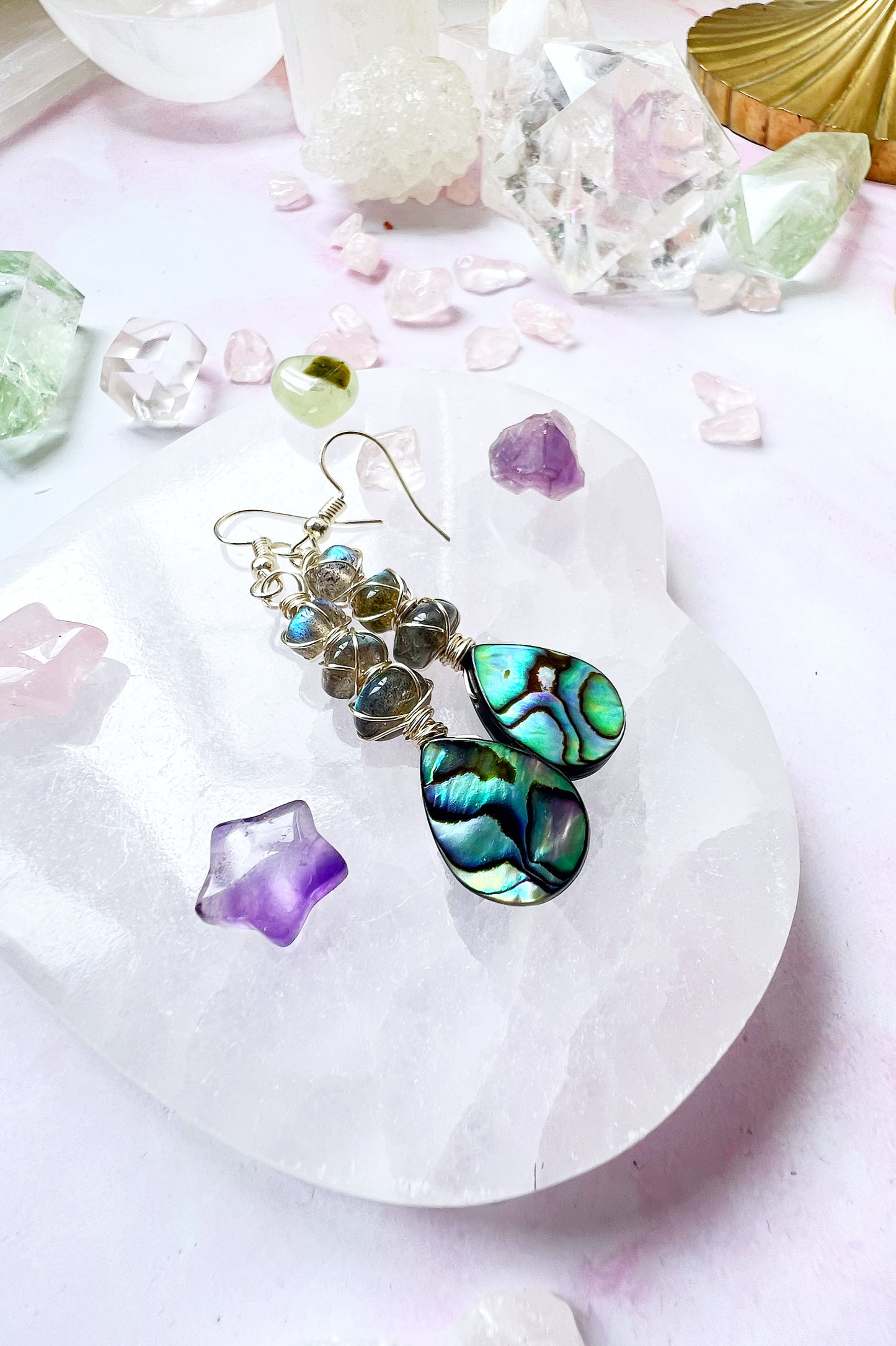 Abalone Summer Collection - labradorite earrings
