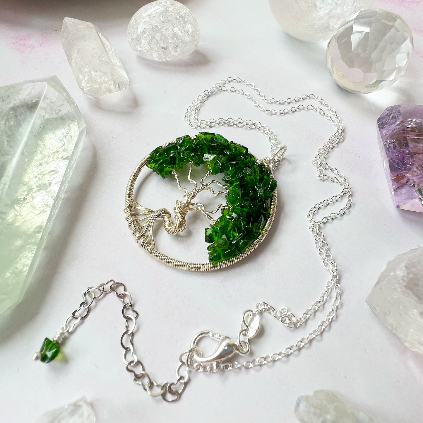 Chrome Diopside Tree of Life Necklace