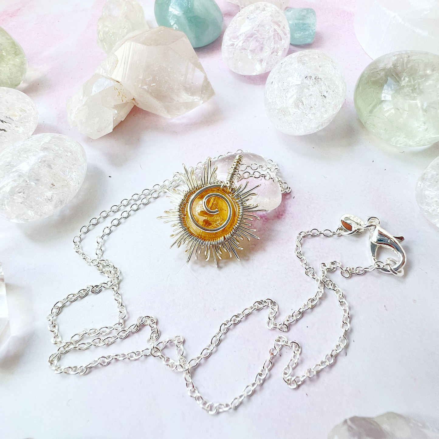 Sunburst Necklace - citrine and silver