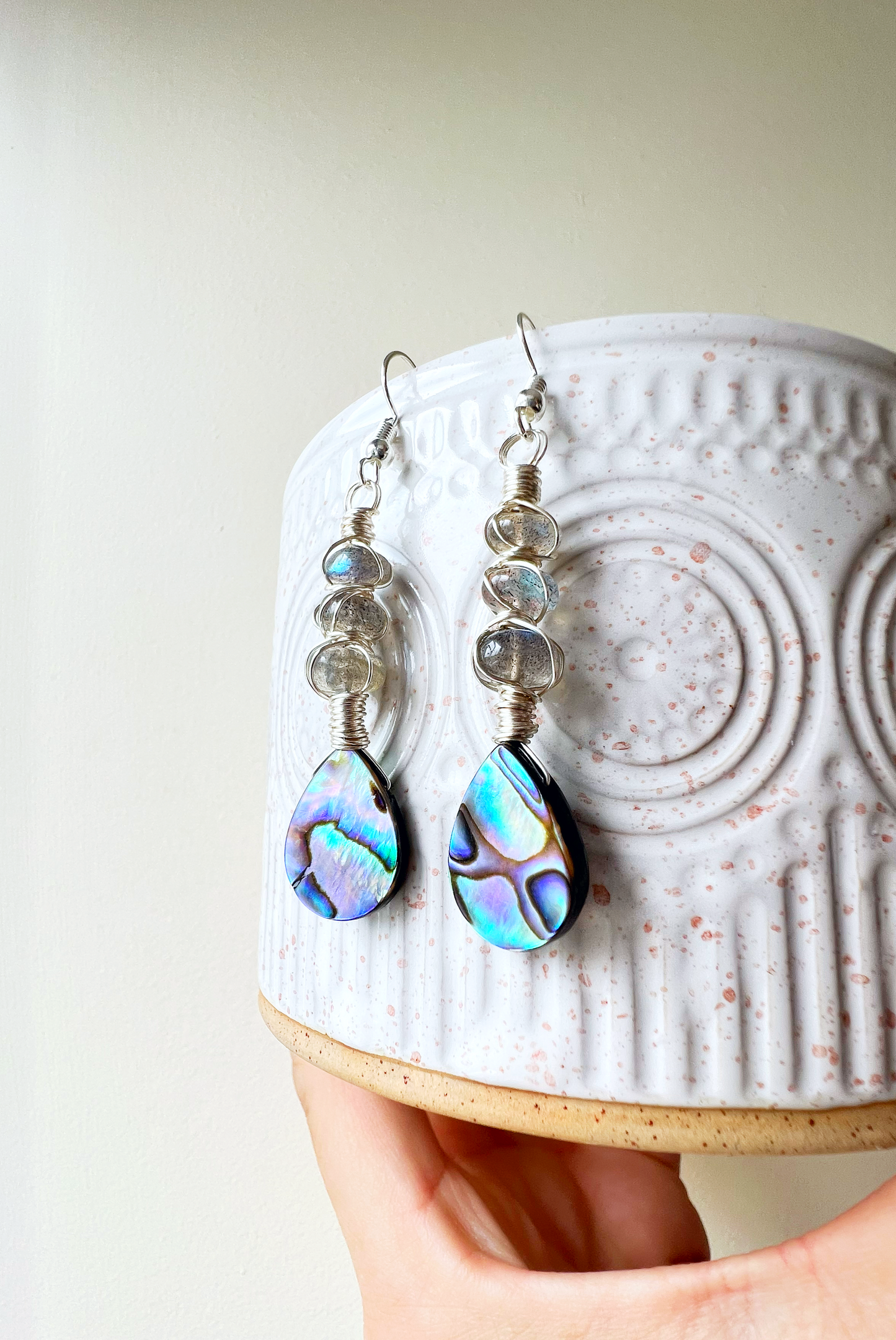 Abalone Summer Collection - labradorite earrings 2