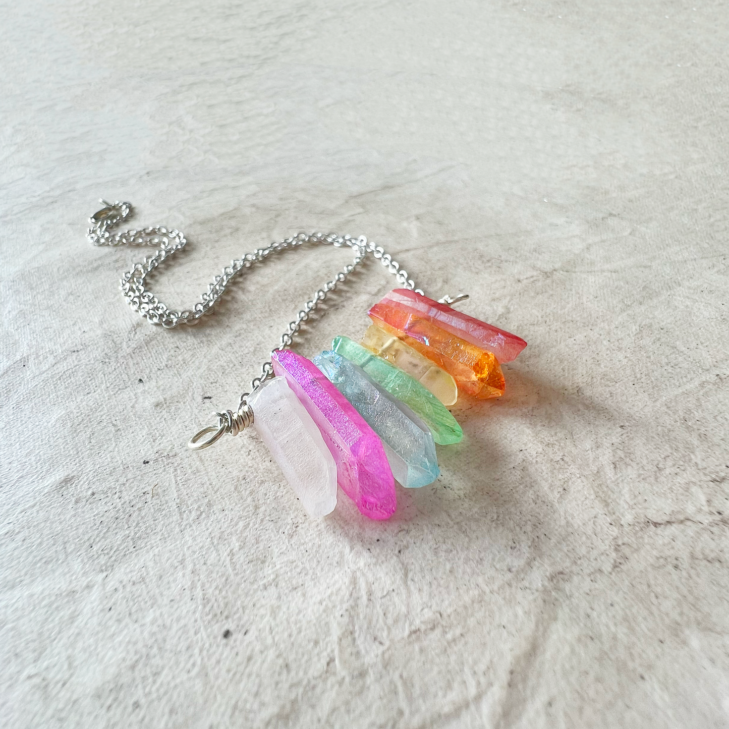 Rainbow Quartz Necklace bright