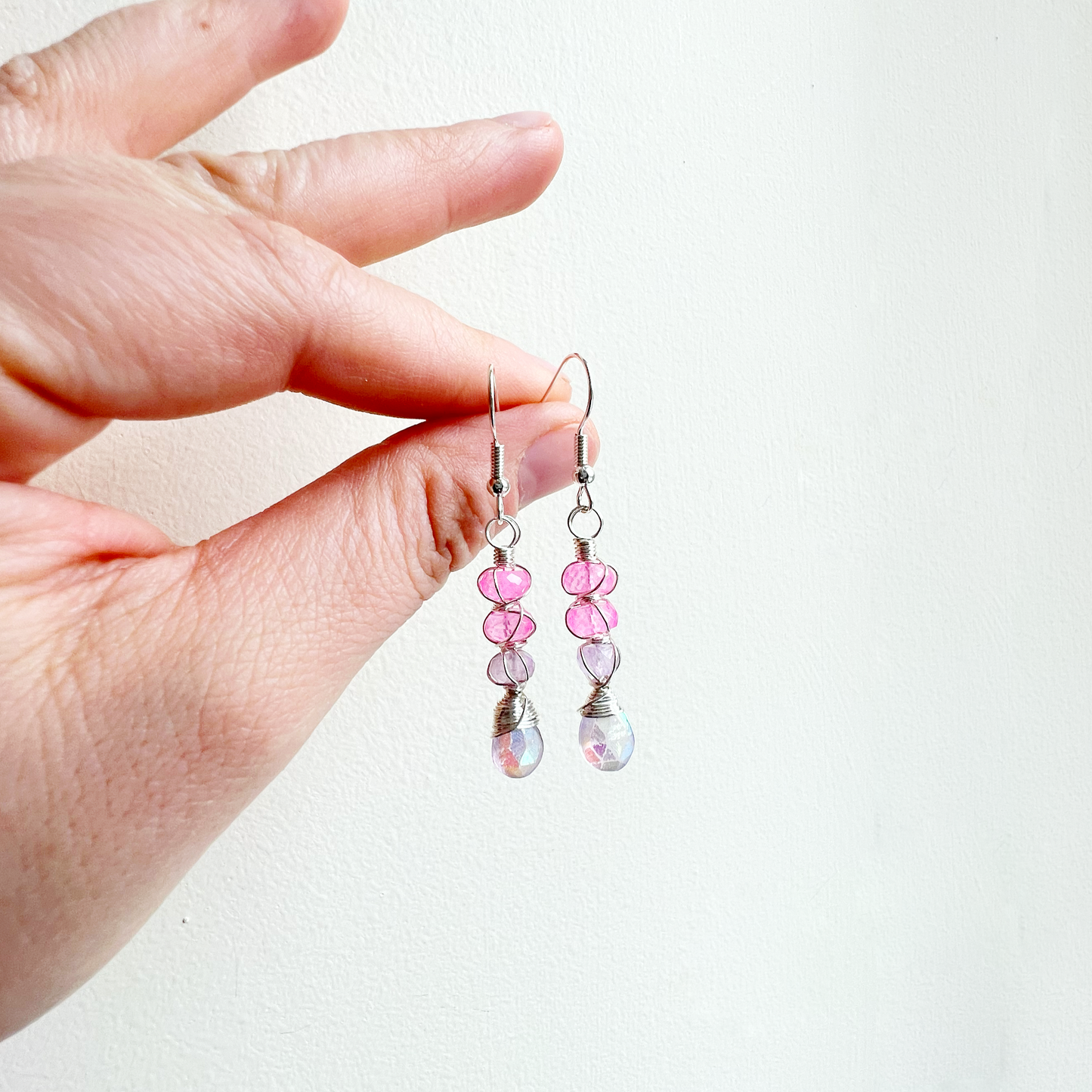 Twisted kisses earrings - Lavender amethyst and Zambian amethyst