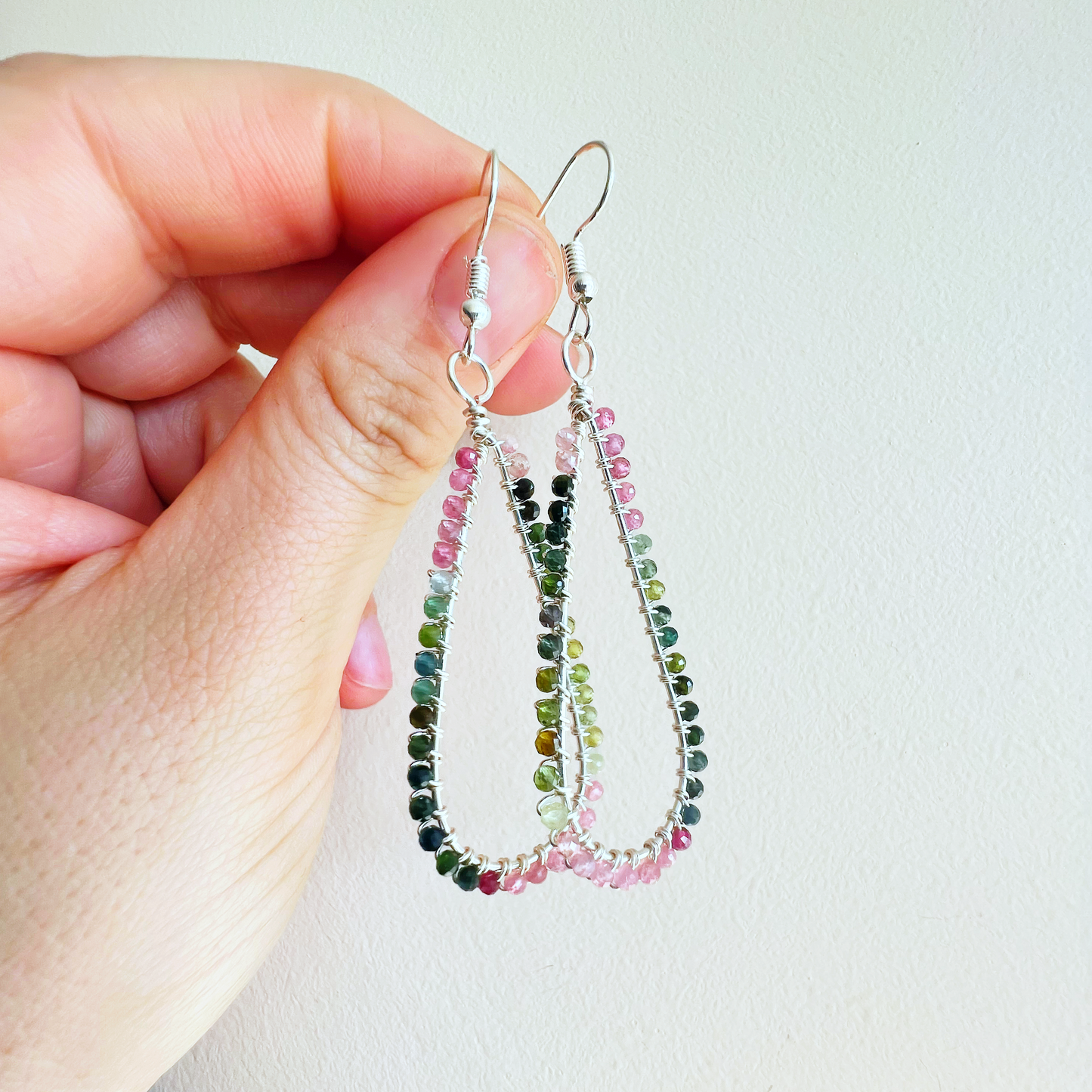 Tourmaline Drop Silver Earrings