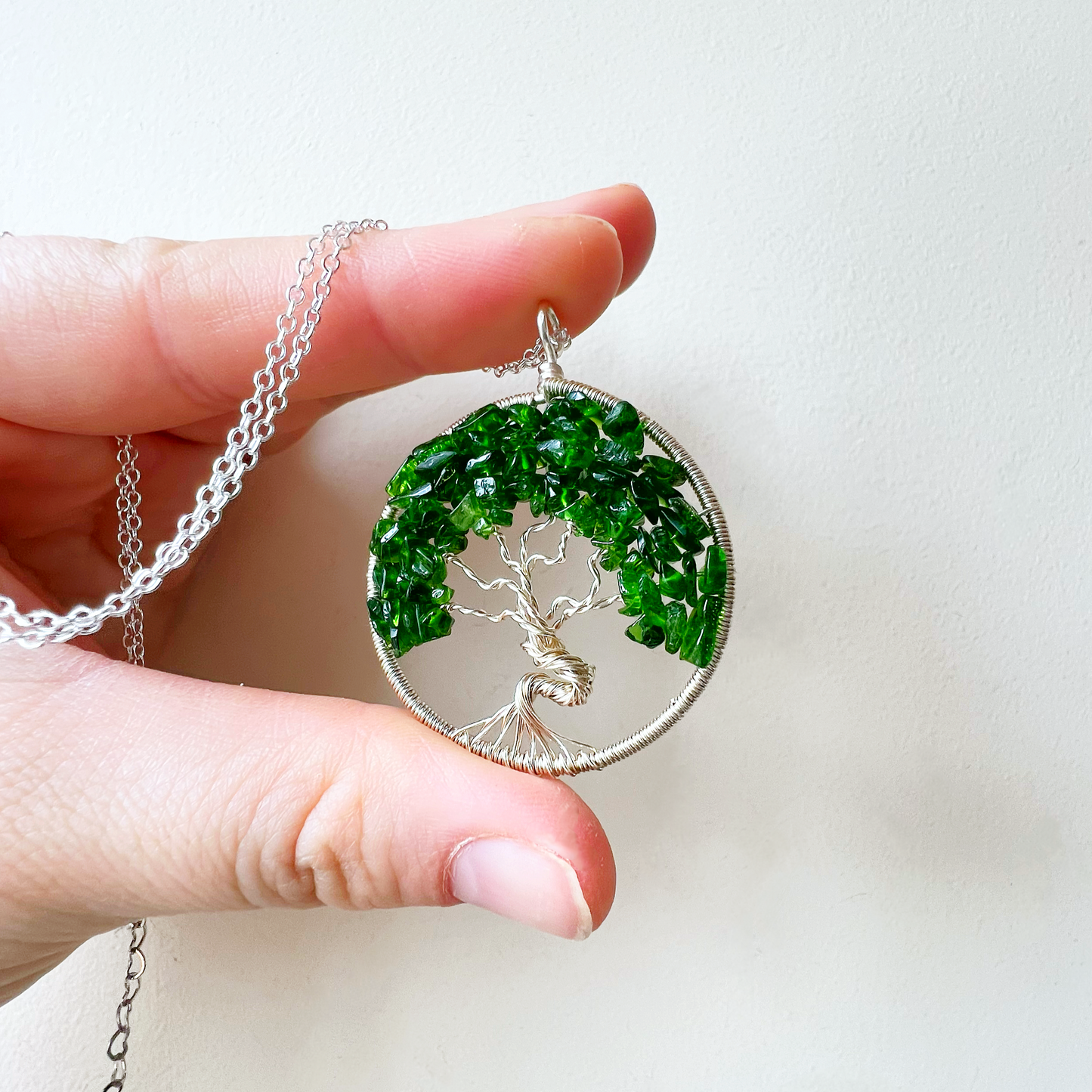 Chrome Diopside Tree of Life Necklace