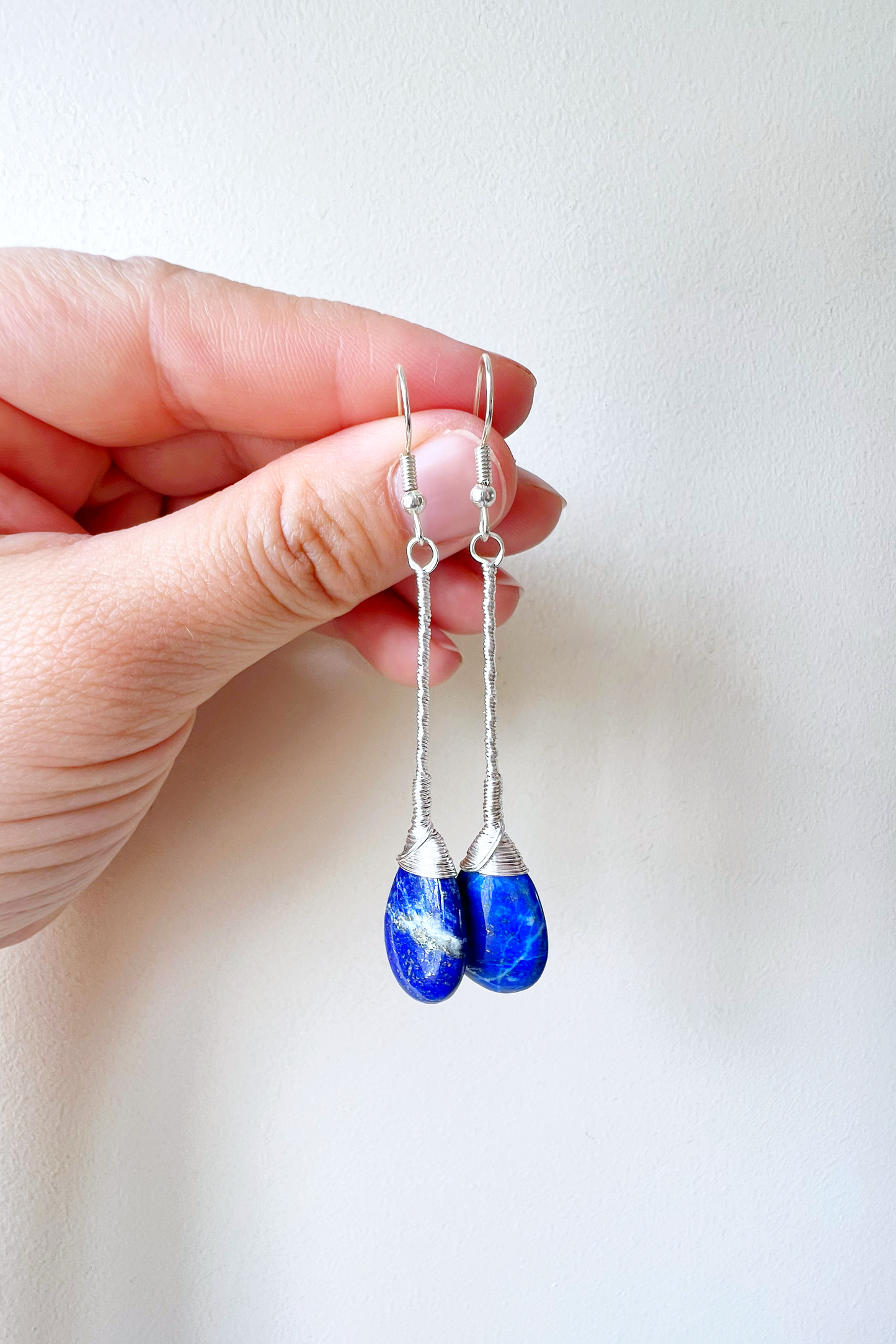 Lapis Lazuli Elegant Drop Silver Earrings