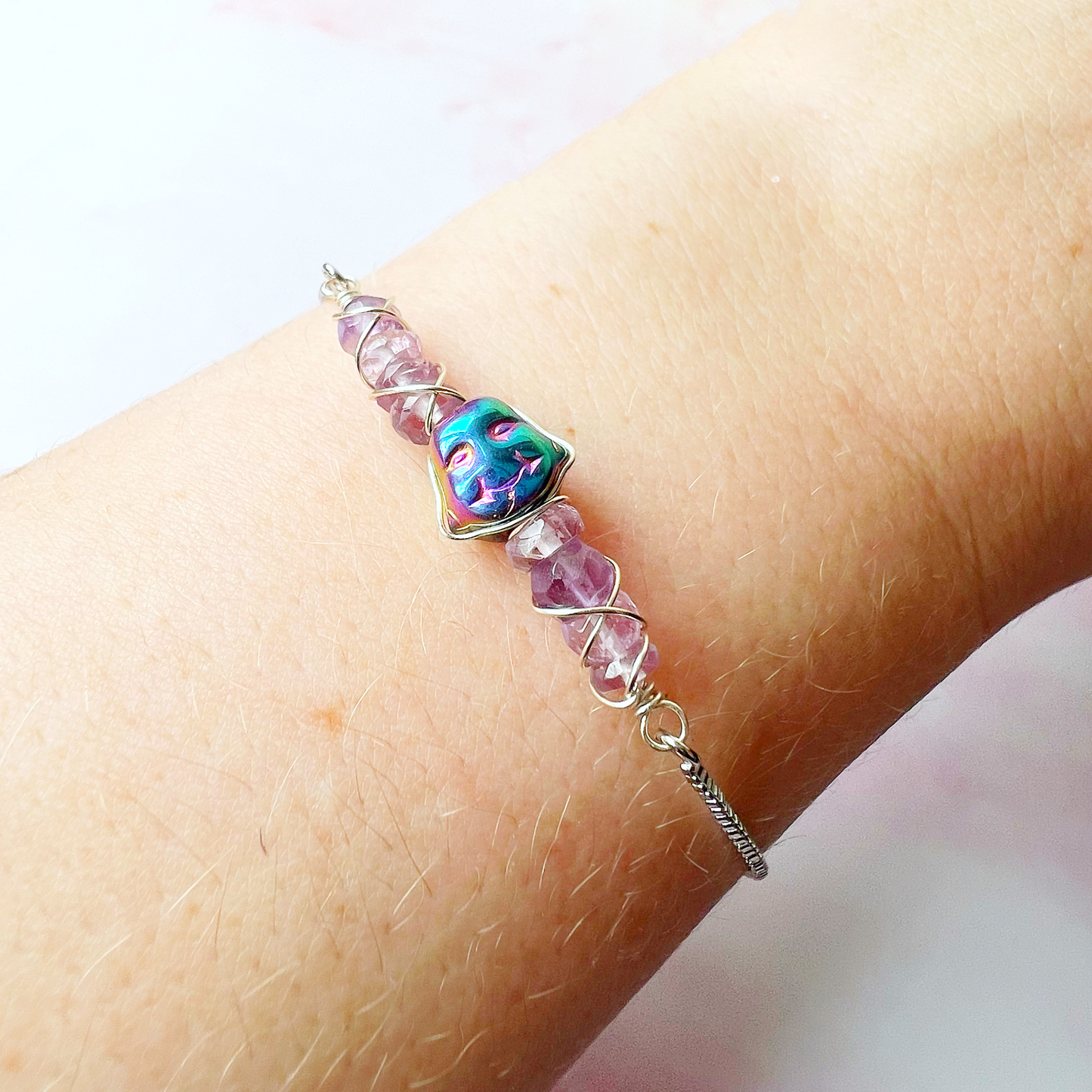 SILVER - Pink Amethyst Customisable bracelets