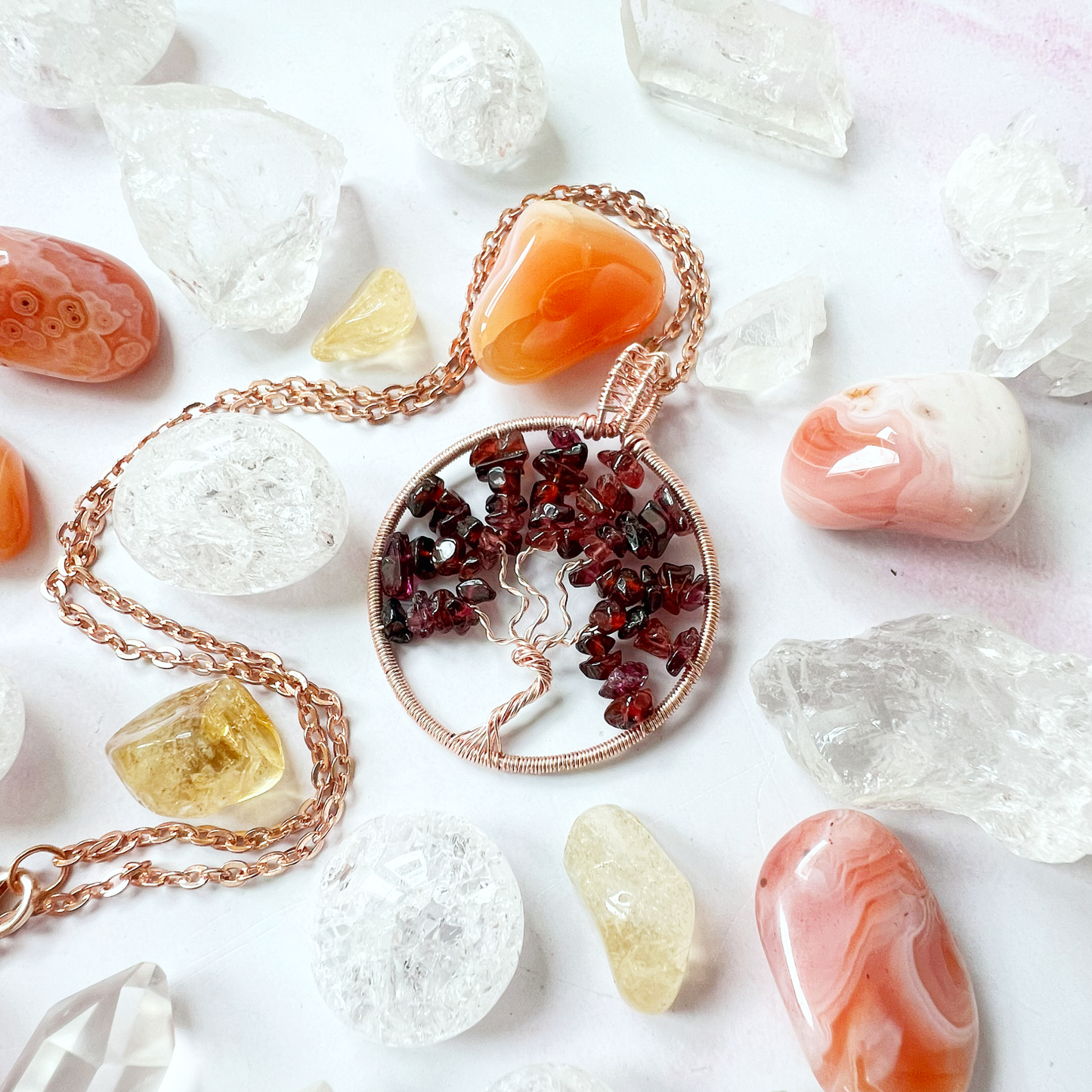 Garnet Tree of Life Necklace