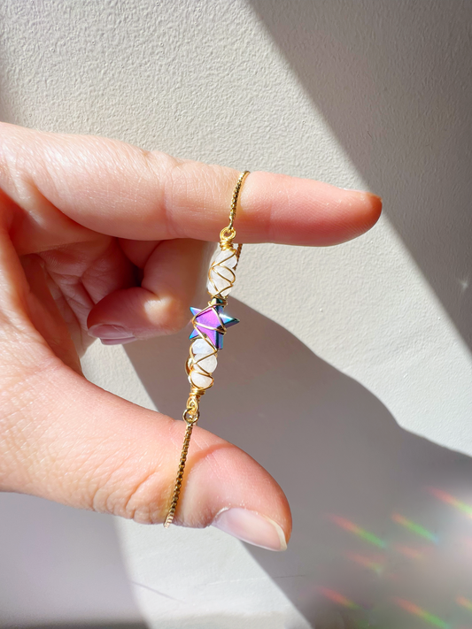 GOLD - Rainbow Moonstone Customisable bracelets