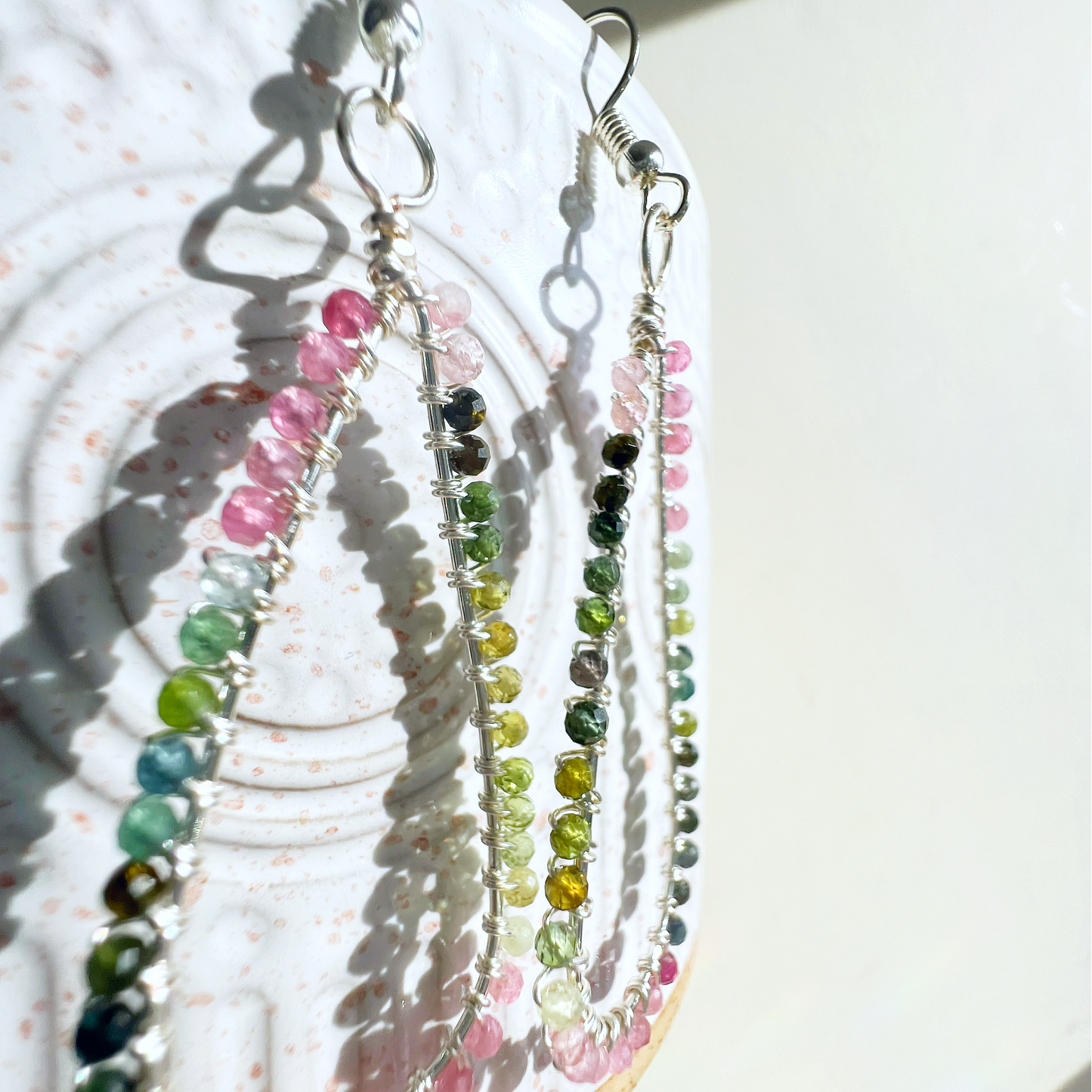 Tourmaline Drop Silver Earrings