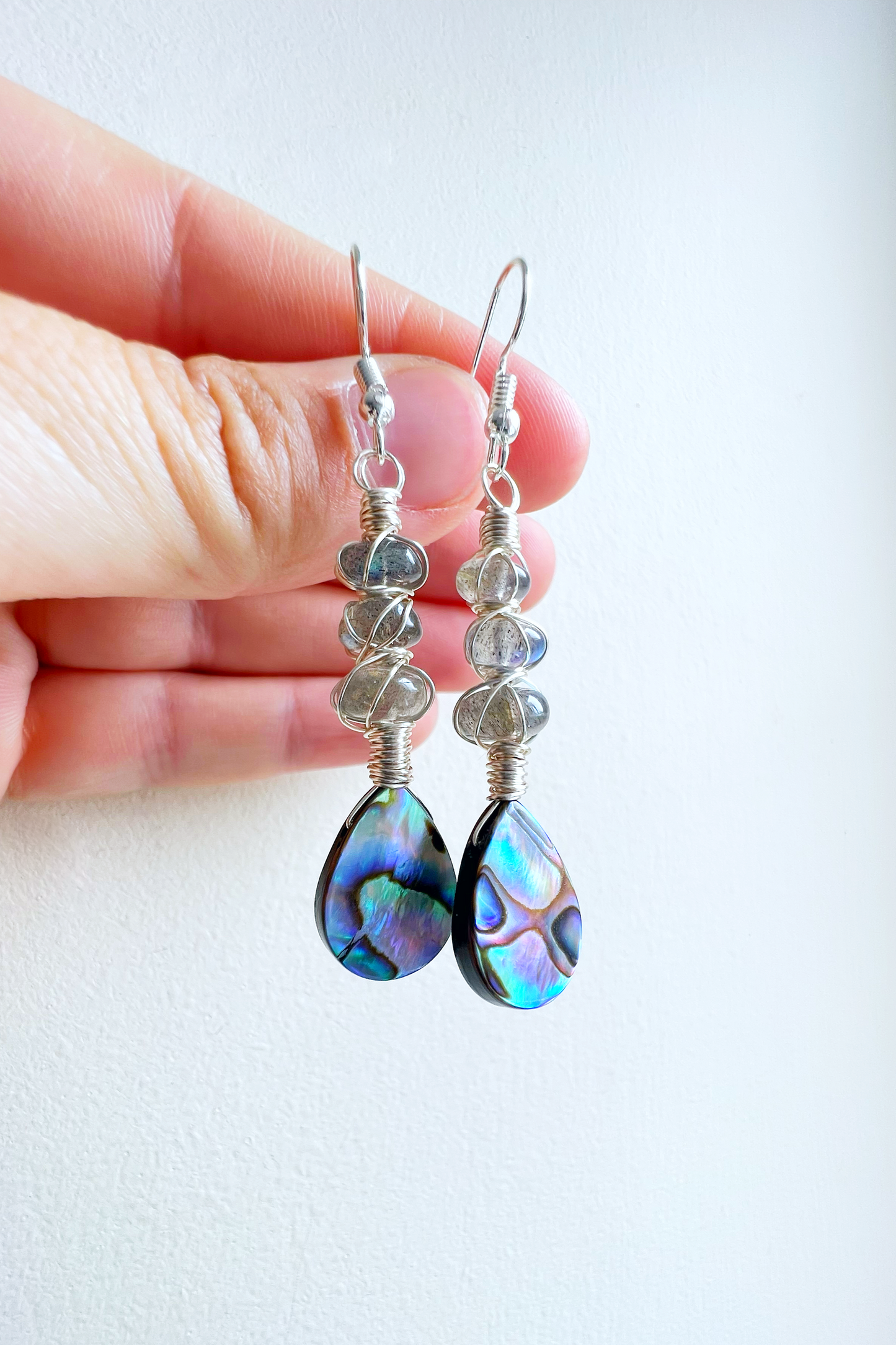 Abalone Summer Collection - labradorite earrings 2