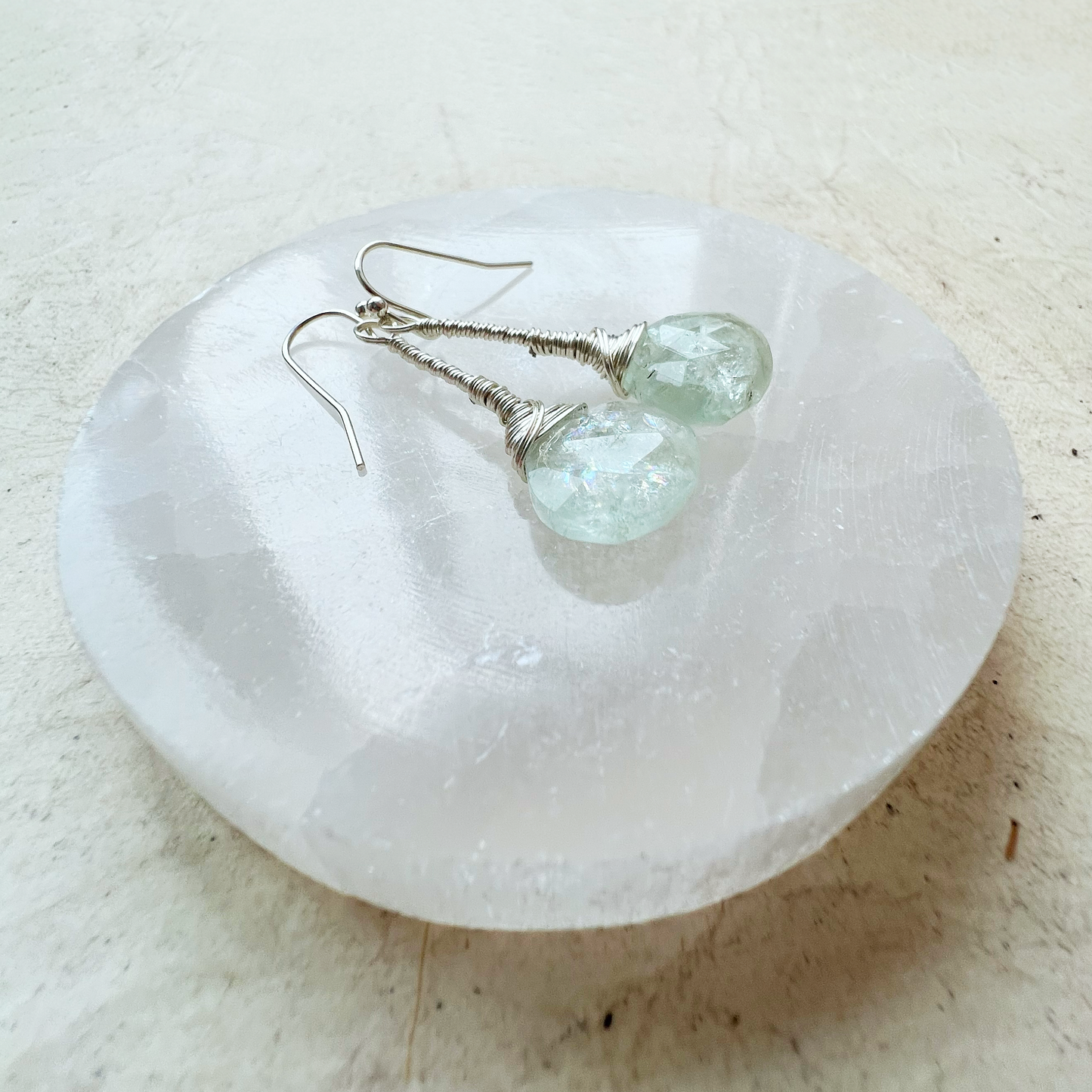 Aquamarine Elegant Drop Silver Earrings