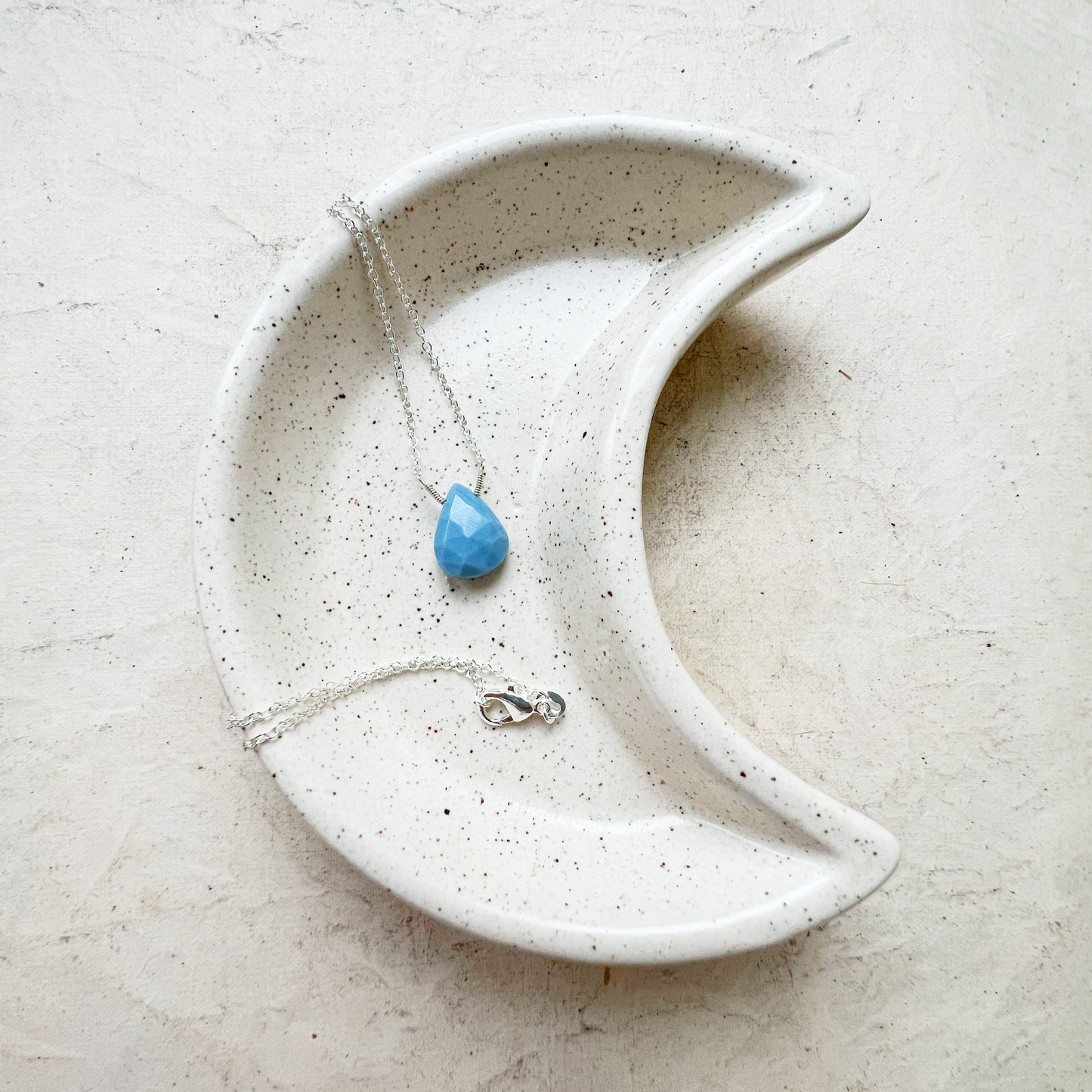 Delicate Drop Necklace Blue Opal