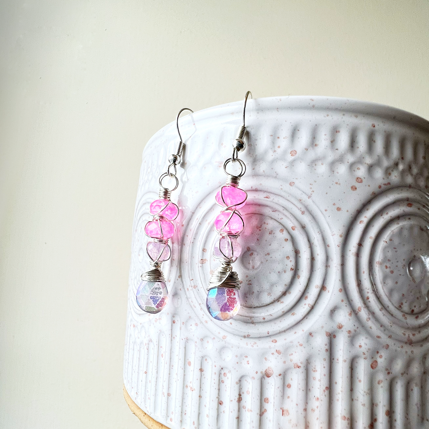Twisted kisses earrings - Lavender amethyst and Zambian amethyst