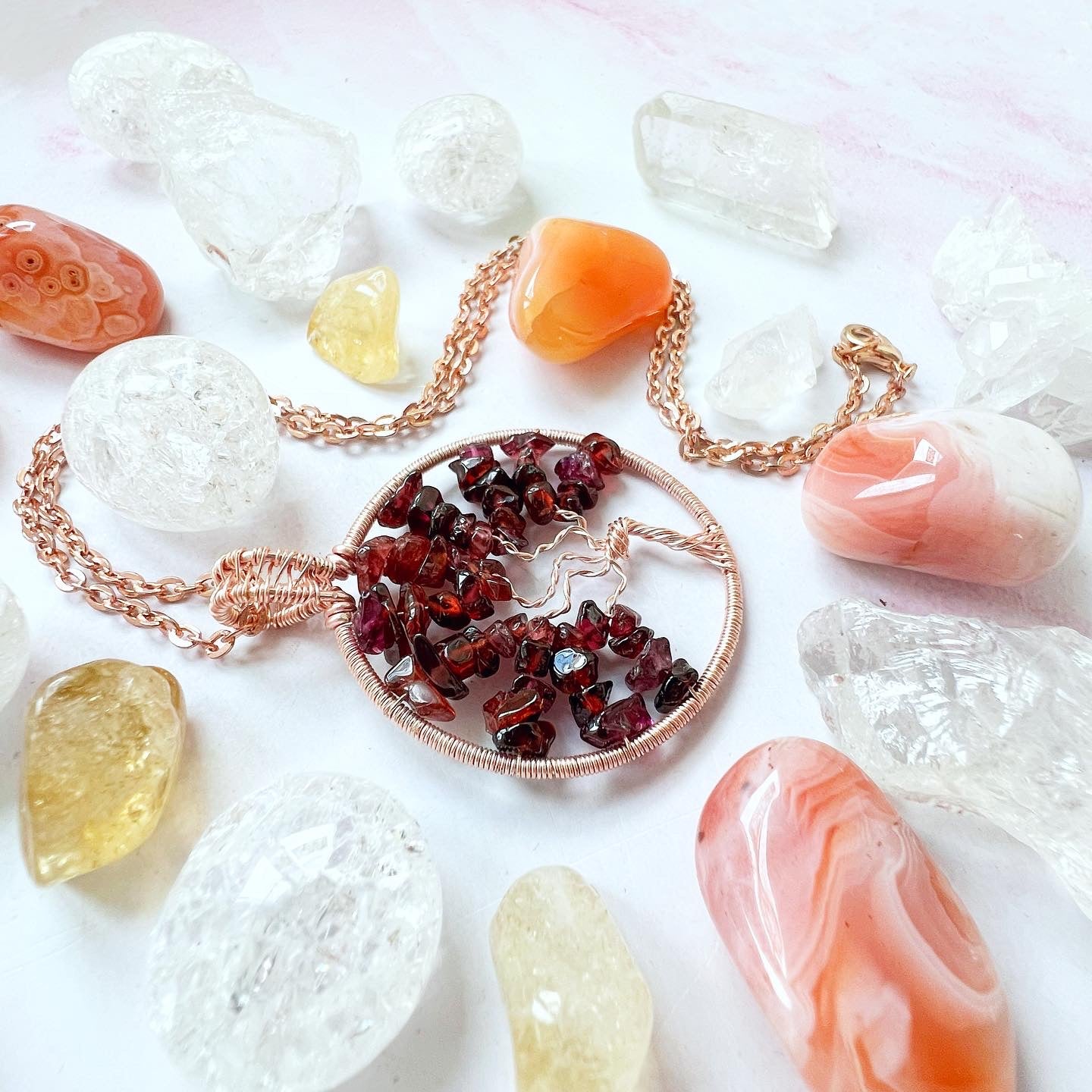 Garnet Tree of Life Necklace