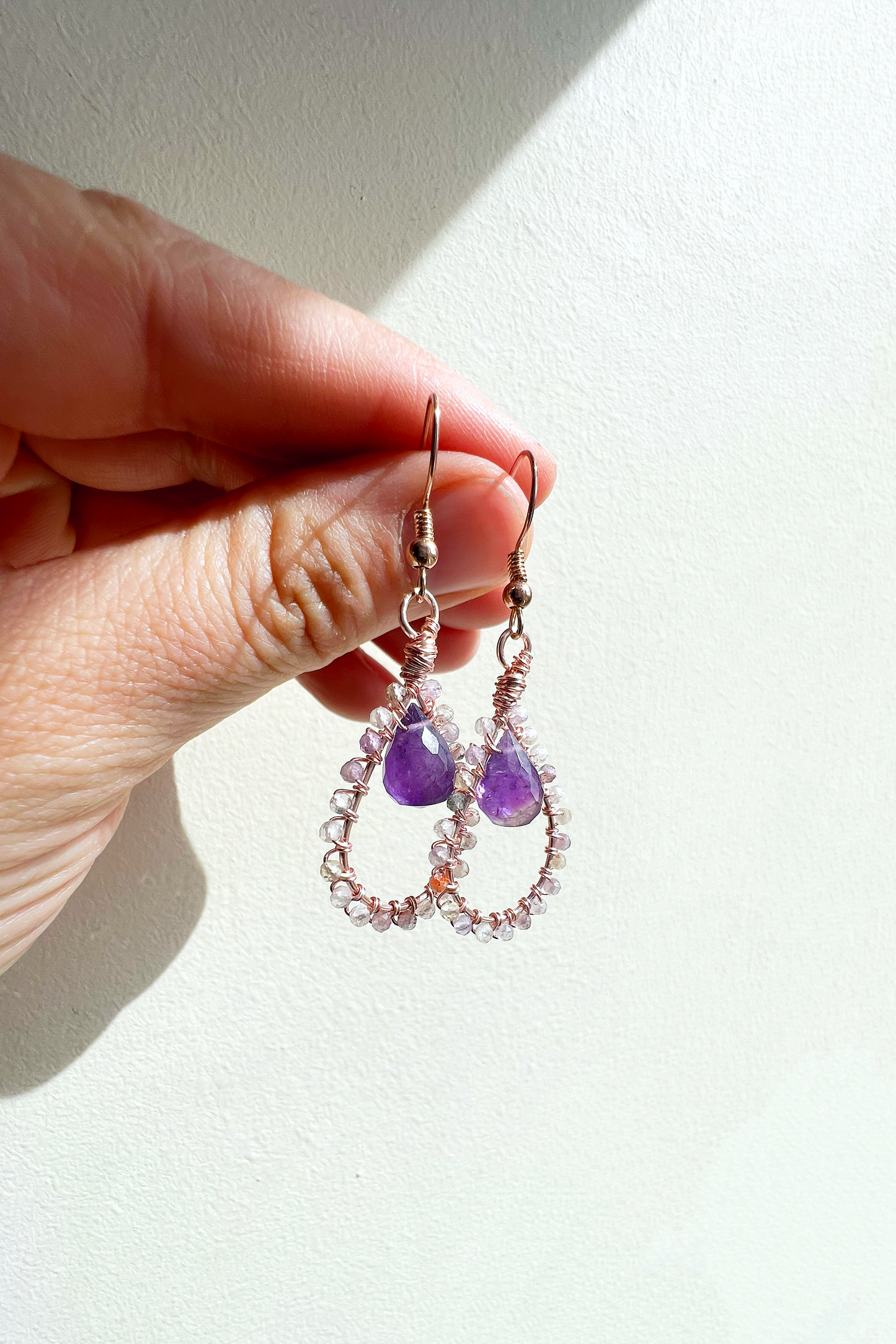 Auralite and Amethyst Tudor Earrings