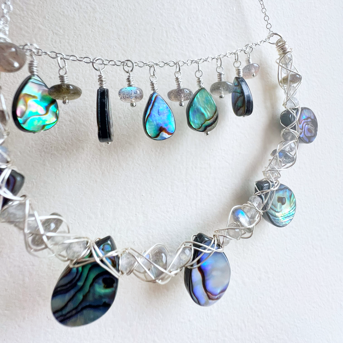 Abalone Summer Collection - statement labradorite necklace
