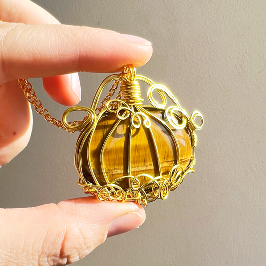 Tigers eye pumpkin necklace